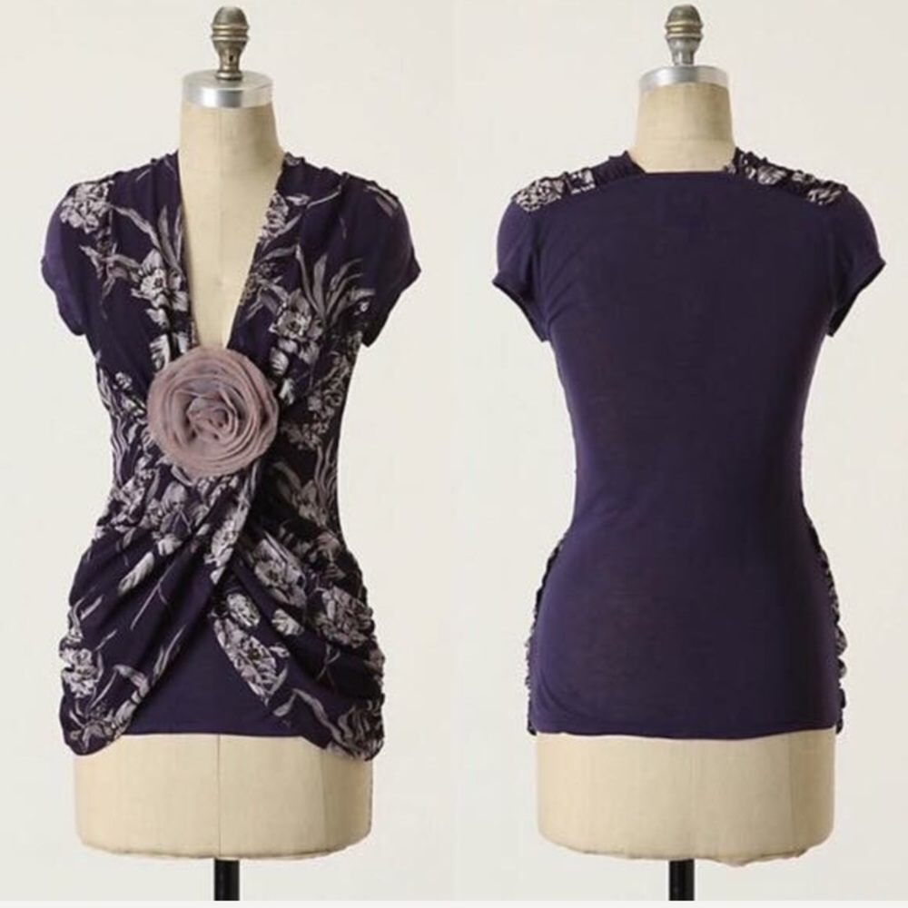3/$25 Anthropologie Deletta purple flower top